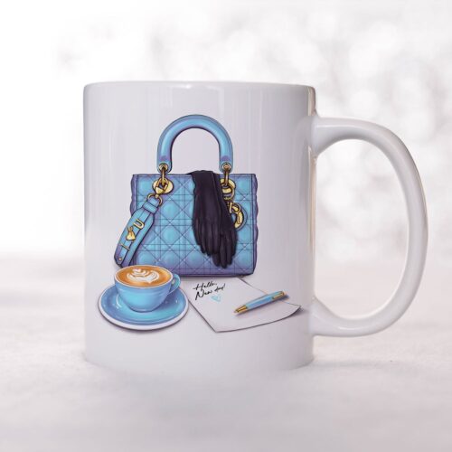 blue fashion handbag coffee mug