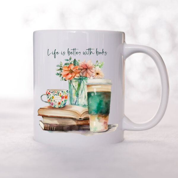 Life is Better with Books Floral Coffee Mug