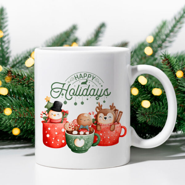 Happy Holidays Cute Christmas Coffee Mugs on a Mug