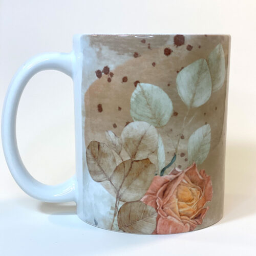 Floral book lover coffee mug - girl with books