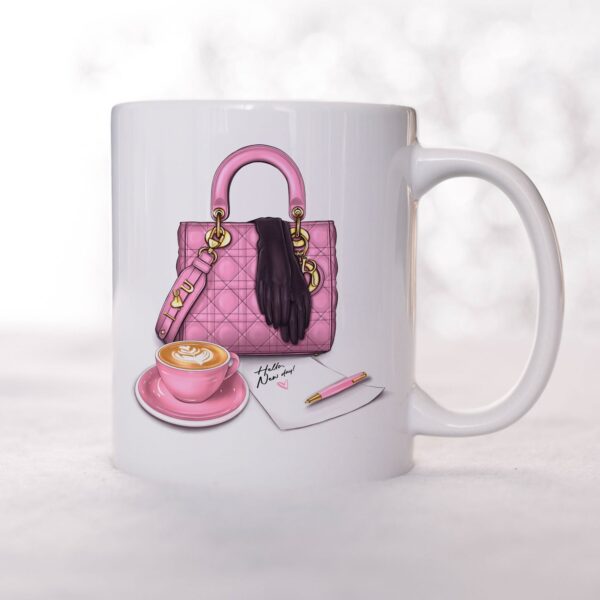 pink fashion handbag coffee mug