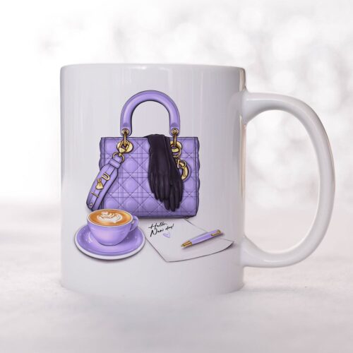 purple fashion handbag coffee mug